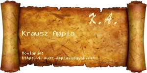 Krausz Appia névjegykártya